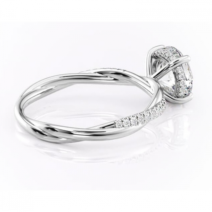 Inel de logodnă Sorrel din aur Alb 14kt cu moissanite tăietură rotundă – Montură pavé rafinată pentru profil înalt | Personalizează și configurează gratuit online [3]