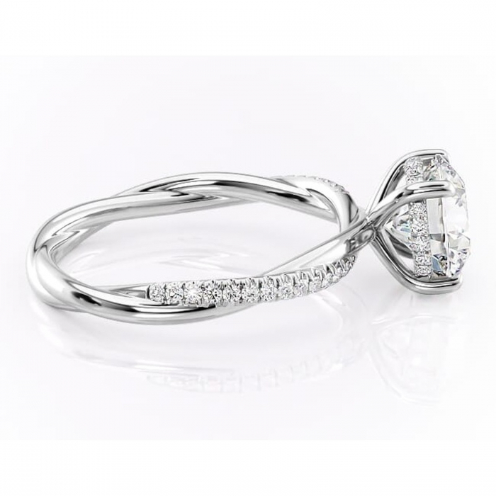 Inel de logodnă Sorrel din aur Alb 14kt cu moissanite tăietură rotundă – Montură pavé rafinată pentru profil înalt | Personalizează și configurează gratuit online [2]