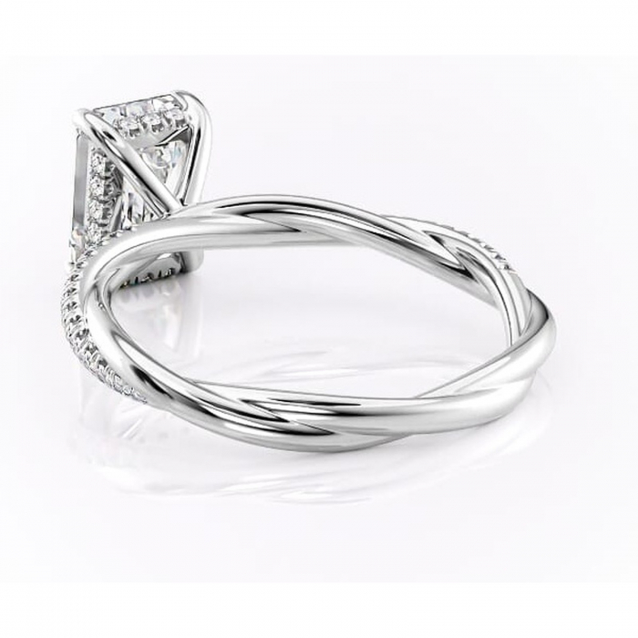 Inel de logodnă Sorrel din aur Alb 14kt cu moissanite tăietură smarald – Montură pavé rafinată pentru profil înalt | Personalizează și configurează gratuit online [4]