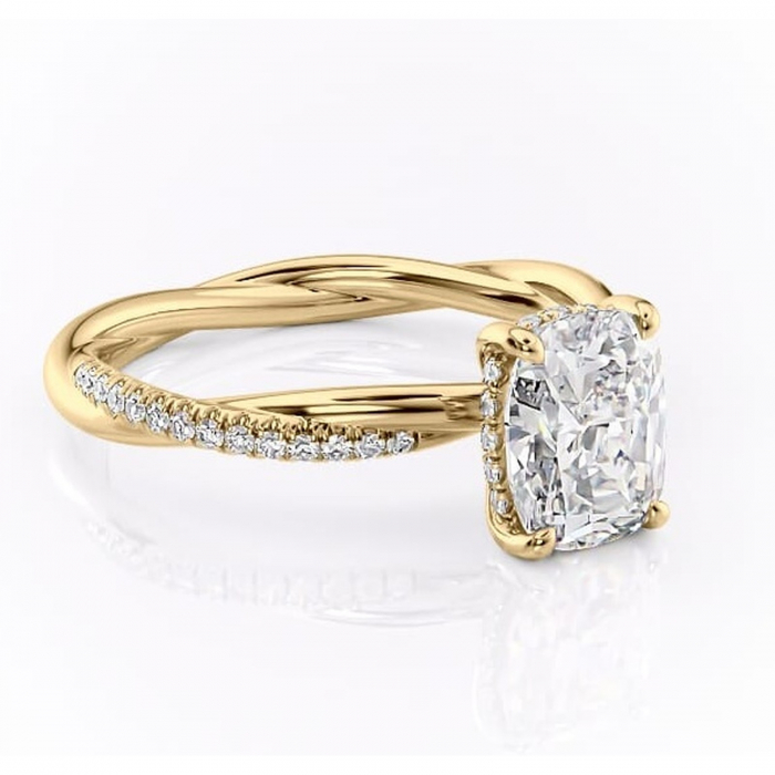 Inel de logodnă Sorrel din aur Galben 14kt cu moissanite tăietură pernă – Montură pavé rafinată pentru profil înalt | Personalizează și configurează gratuit online [1]