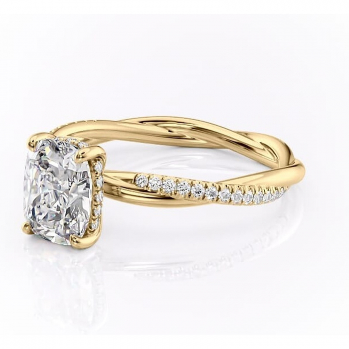 Inel de logodnă Sorrel din aur Galben 14kt cu moissanite tăietură pernă – Montură pavé rafinată pentru profil înalt | Personalizează și configurează gratuit online [7]