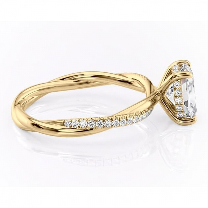 Inel de logodnă Sorrel din aur Galben 14kt cu moissanite tăietură pernă – Montură pavé rafinată pentru profil înalt | Personalizează și configurează gratuit online [2]