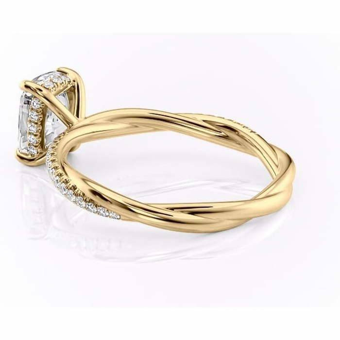 Inel de logodnă Sorrel din aur Galben 14kt cu moissanite tăietură pernă – Montură pavé rafinată pentru profil înalt | Personalizează și configurează gratuit online [5]