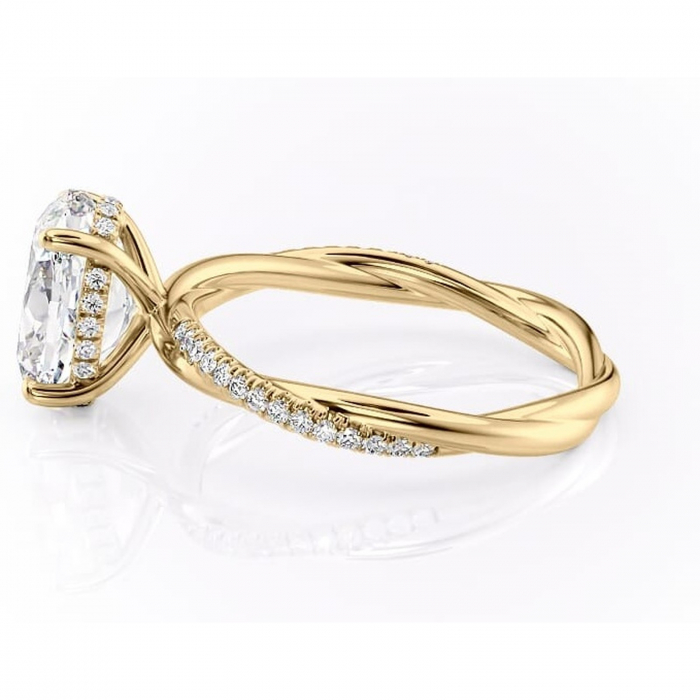 Inel de logodnă Sorrel din aur Galben 14kt cu moissanite tăietură ovală – Montură pavé rafinată pentru profil înalt | Personalizează și configurează gratuit online [6]