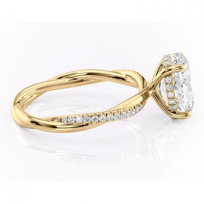 Inel de logodnă Sorrel din aur Galben 14kt cu moissanite tăietură ovală – Montură pavé rafinată pentru profil înalt | Personalizează și configurează gratuit online [2]
