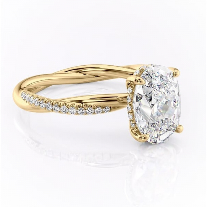 Inel de logodnă Sorrel din aur Galben 14kt cu moissanite tăietură ovală – Montură pavé rafinată pentru profil înalt | Personalizează și configurează gratuit online [1]