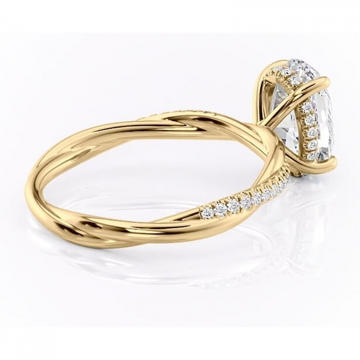 Inel de logodnă Sorrel din aur Galben 14kt cu moissanite tăietură ovală – Montură pavé rafinată pentru profil înalt | Personalizează și configurează gratuit online [3]