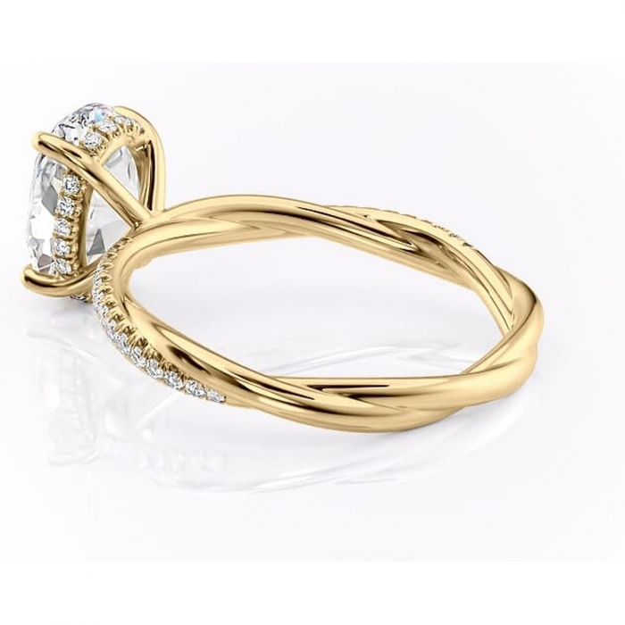 Inel de logodnă Sorrel din aur Galben 14kt cu moissanite tăietură ovală – Montură pavé rafinată pentru profil înalt | Personalizează și configurează gratuit online [5]