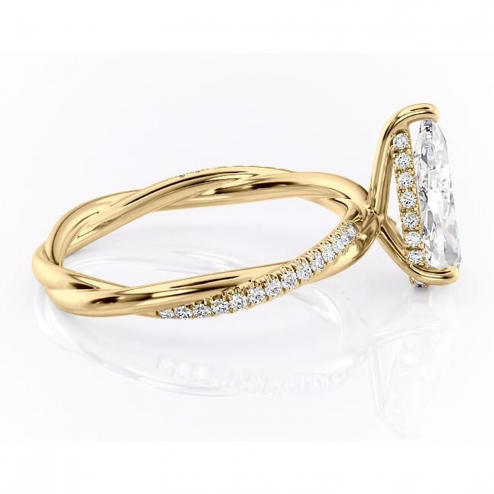 Inel de logodnă Sorrel din aur Galben 18kt cu moissanite tăietură pară – Montură pavé rafinată pentru profil înalt | Personalizează și configurează gratuit online [2]