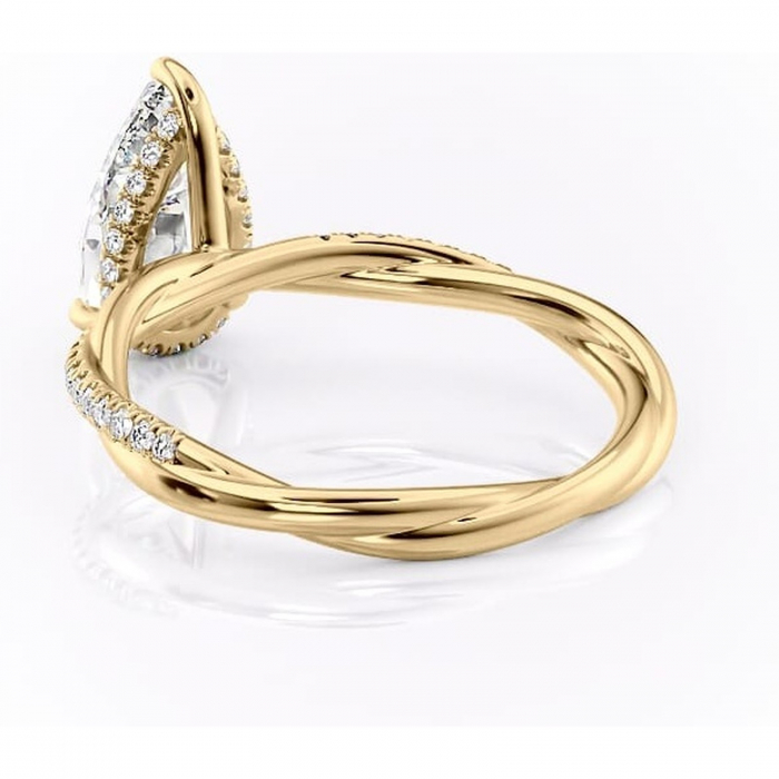 Inel de logodnă Sorrel din aur Galben 18kt cu moissanite tăietură pară – Montură pavé rafinată pentru profil înalt | Personalizează și configurează gratuit online [4]