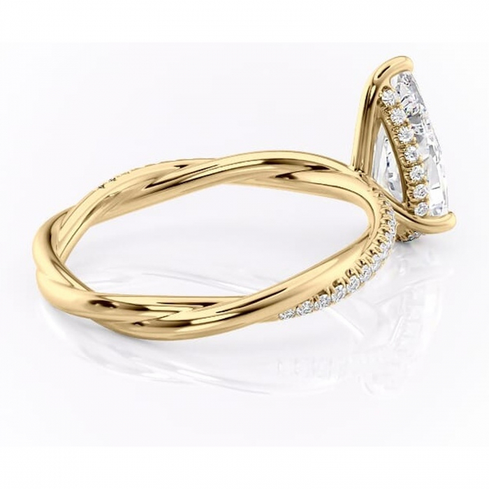 Inel de logodnă Sorrel din aur Galben 18kt cu moissanite tăietură pară – Montură pavé rafinată pentru profil înalt | Personalizează și configurează gratuit online [3]