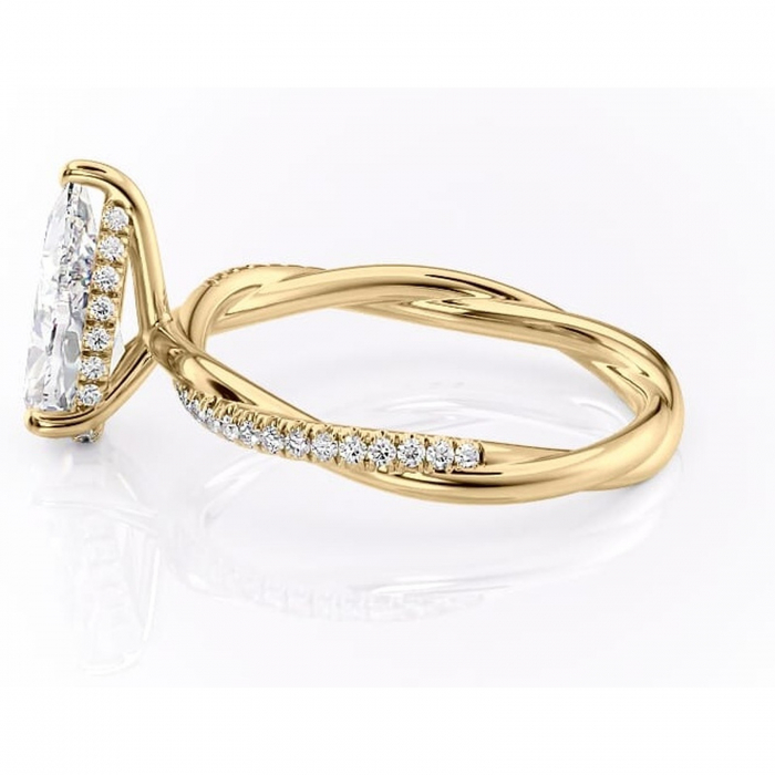 Inel de logodnă Sorrel din aur Galben 18kt cu moissanite tăietură pară – Montură pavé rafinată pentru profil înalt | Personalizează și configurează gratuit online [6]