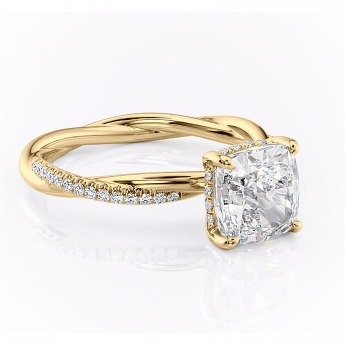 Inel de logodnă Sorrel din aur Galben 14kt cu moissanite tăietură pernă – Montură pavé rafinată pentru profil înalt | Personalizează și configurează gratuit online [1]