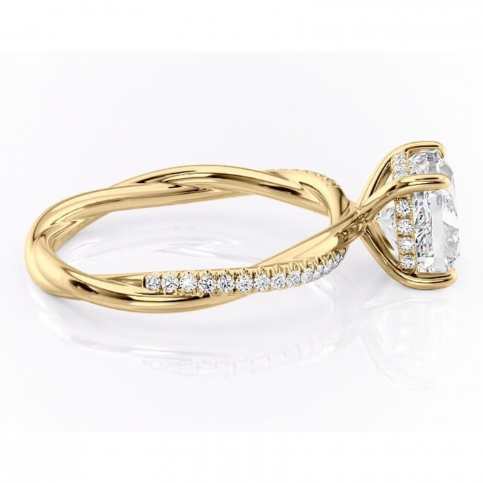 Inel de logodnă Sorrel din aur Galben 14kt cu moissanite tăietură pernă – Montură pavé rafinată pentru profil înalt | Personalizează și configurează gratuit online [2]