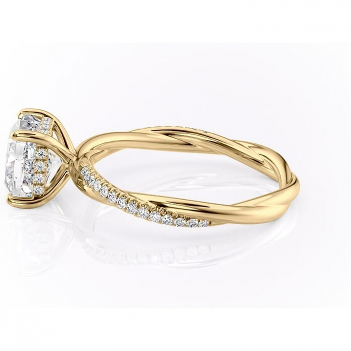 Inel de logodnă Sorrel din aur Galben 14kt cu moissanite tăietură pernă – Montură pavé rafinată pentru profil înalt | Personalizează și configurează gratuit online [6]