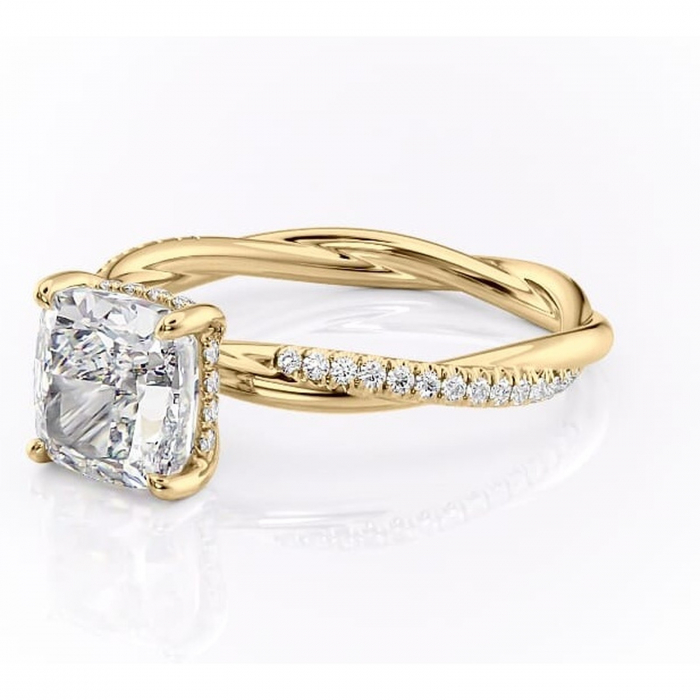 Inel de logodnă Sorrel din aur Galben 14kt cu moissanite tăietură pernă – Montură pavé rafinată pentru profil înalt | Personalizează și configurează gratuit online [7]