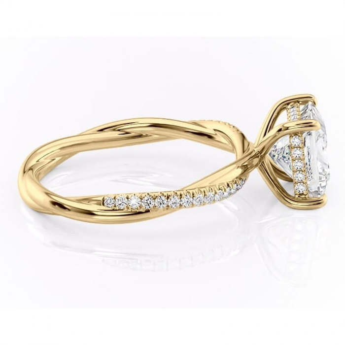 Inel de logodnă Sorrel din aur Galben 14kt cu moissanite tăietură princess – Montură pavé rafinată pentru profil înalt | Personalizează și configurează gratuit online [2]