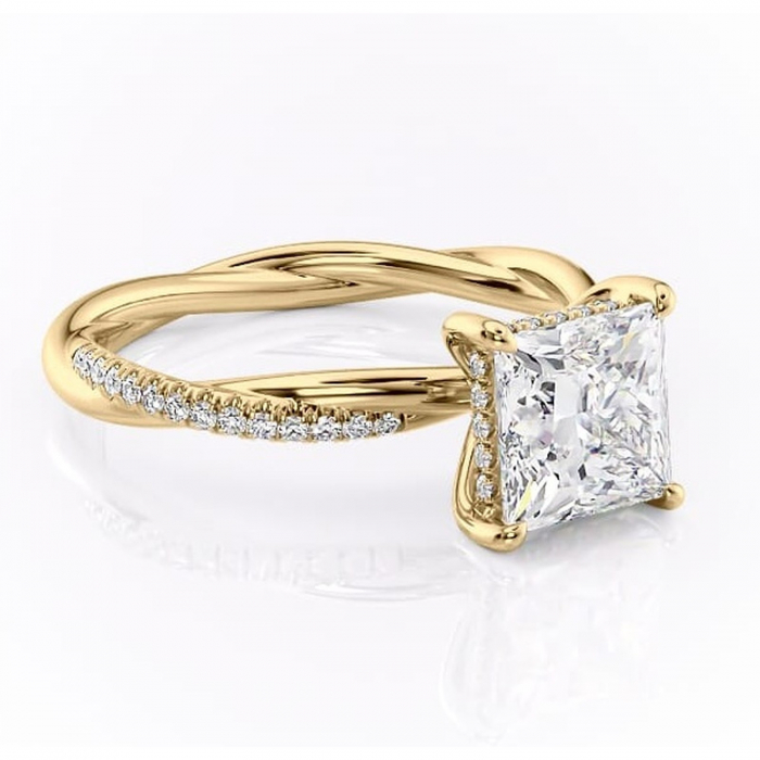 Inel de logodnă Sorrel din aur Galben 14kt cu moissanite tăietură princess – Montură pavé rafinată pentru profil înalt | Personalizează și configurează gratuit online [1]