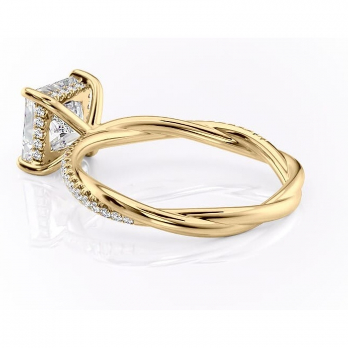 Inel de logodnă Sorrel din aur Galben 14kt cu moissanite tăietură princess – Montură pavé rafinată pentru profil înalt | Personalizează și configurează gratuit online [5]