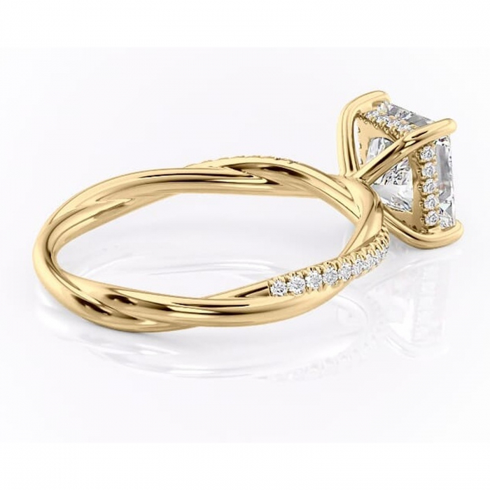 Inel de logodnă Sorrel din aur Galben 14kt cu moissanite tăietură princess – Montură pavé rafinată pentru profil înalt | Personalizează și configurează gratuit online [3]