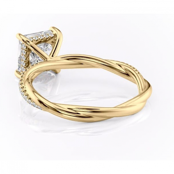 Inel de logodnă Sorrel din aur Galben 14kt cu moissanite tăietură princess – Montură pavé rafinată pentru profil înalt | Personalizează și configurează gratuit online [4]