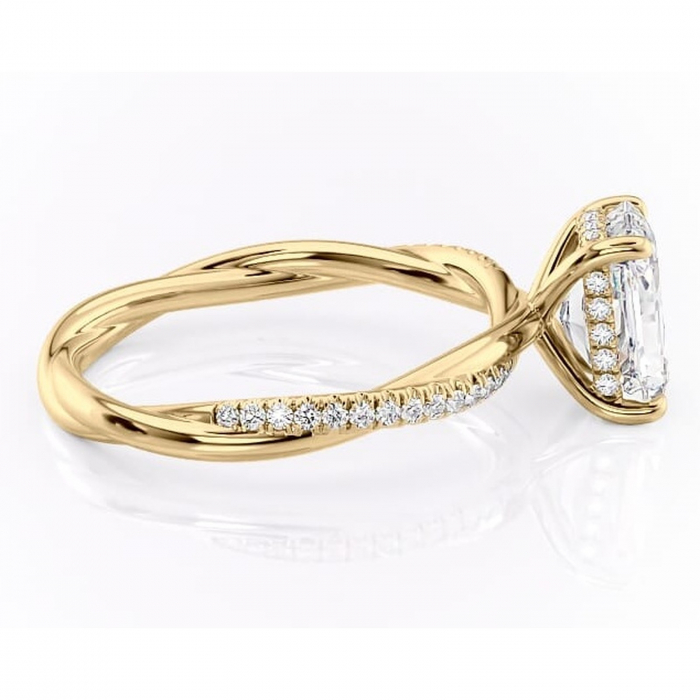 Inel de logodnă Sorrel din aur Galben 14kt cu moissanite tăietură radiantă – Montură pavé rafinată pentru profil înalt | Personalizează și configurează gratuit online [2]