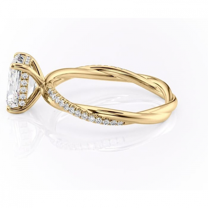 Inel de logodnă Sorrel din aur Galben 14kt cu moissanite tăietură radiantă – Montură pavé rafinată pentru profil înalt | Personalizează și configurează gratuit online [6]