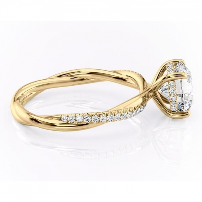 Inel de logodnă Sorrel din aur Galben 14kt cu moissanite tăietură rotundă – Montură pavé rafinată pentru profil înalt | Personalizează și configurează gratuit online [2]