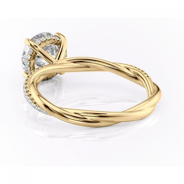 Inel de logodnă Sorrel din aur Galben 14kt cu moissanite tăietură rotundă – Montură pavé rafinată pentru profil înalt | Personalizează și configurează gratuit online [4]