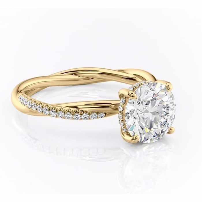 Inel de logodnă Sorrel din aur Galben 14kt cu moissanite tăietură rotundă – Montură pavé rafinată pentru profil înalt | Personalizează și configurează gratuit online [1]