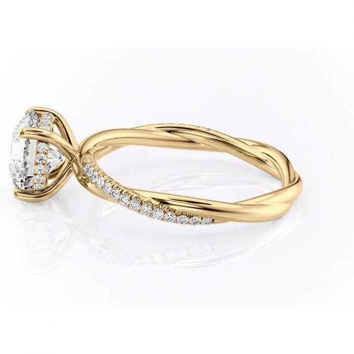 Inel de logodnă Sorrel din aur Galben 14kt cu moissanite tăietură rotundă – Montură pavé rafinată pentru profil înalt | Personalizează și configurează gratuit online [6]
