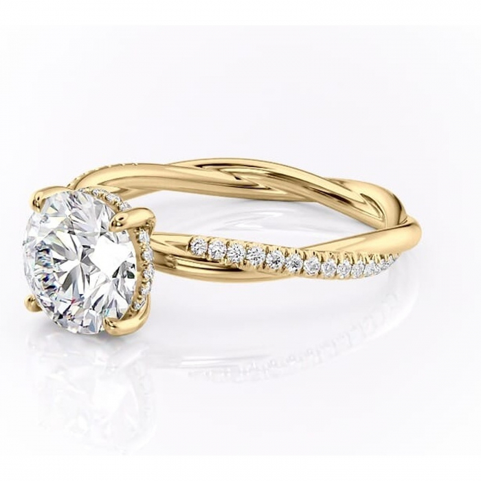 Inel de logodnă Sorrel din aur Galben 14kt cu moissanite tăietură rotundă – Montură pavé rafinată pentru profil înalt | Personalizează și configurează gratuit online [7]