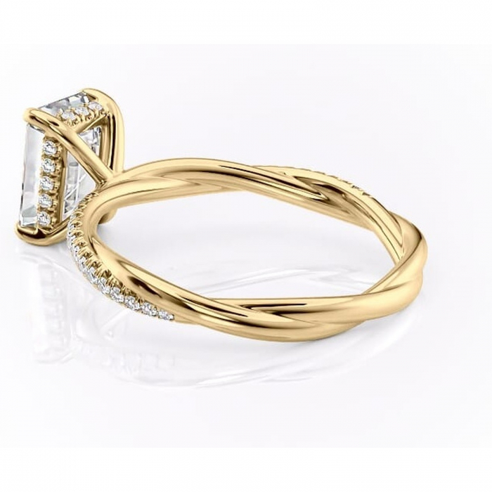 Inel de logodnă Sorrel din aur Galben 14kt cu moissanite tăietură smarald – Montură pavé rafinată pentru profil înalt | Personalizează și configurează gratuit online [5]
