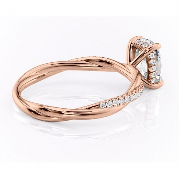 Inel de logodnă Sorrel din aur Rose 14kt cu moissanite tăietură pernă – Montură pavé rafinată pentru profil înalt | Personalizează și configurează gratuit online [3]