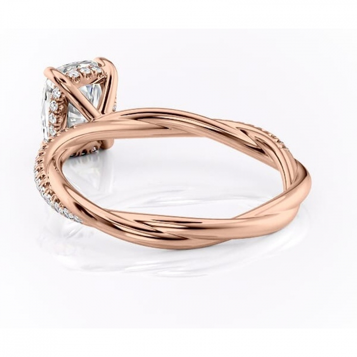 Inel de logodnă Sorrel din aur Rose 14kt cu moissanite tăietură pernă – Montură pavé rafinată pentru profil înalt | Personalizează și configurează gratuit online [4]