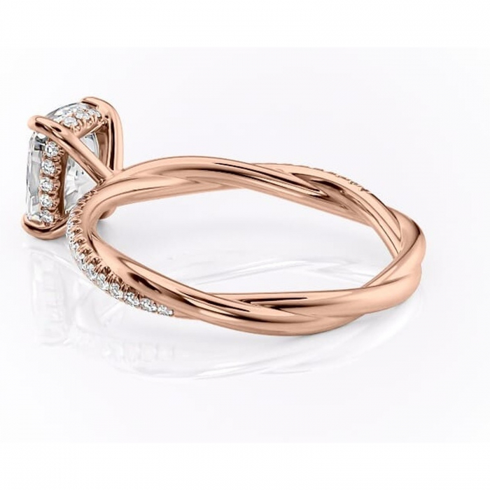 Inel de logodnă Sorrel din aur Rose 14kt cu moissanite tăietură pernă – Montură pavé rafinată pentru profil înalt | Personalizează și configurează gratuit online [5]