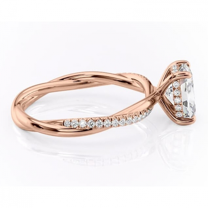 Inel de logodnă Sorrel din aur Rose 14kt cu moissanite tăietură pernă – Montură pavé rafinată pentru profil înalt | Personalizează și configurează gratuit online [2]