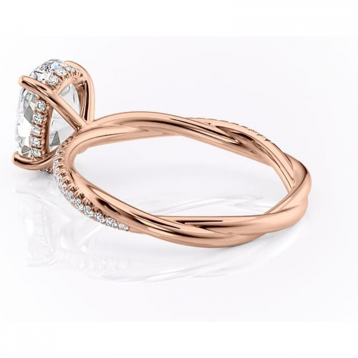 Inel de logodnă Sorrel din aur Rose 14kt cu moissanite tăietură ovală – Montură pavé rafinată pentru profil înalt | Personalizează și configurează gratuit online [5]