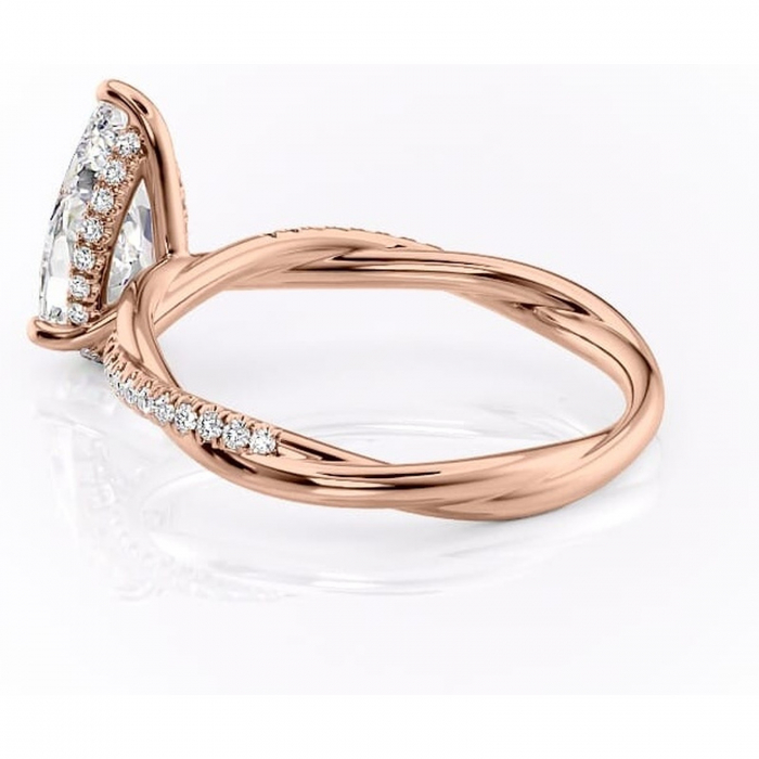 Inel de logodnă Sorrel din aur Rose 18kt cu moissanite tăietură pară – Montură pavé rafinată pentru profil înalt | Personalizează și configurează gratuit online [5]