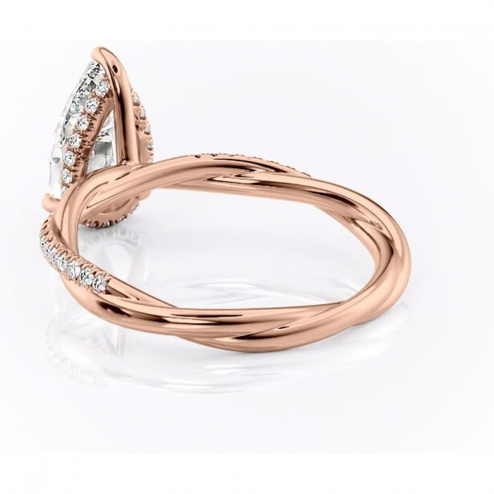 Inel de logodnă Sorrel din aur Rose 18kt cu moissanite tăietură pară – Montură pavé rafinată pentru profil înalt | Personalizează și configurează gratuit online [4]