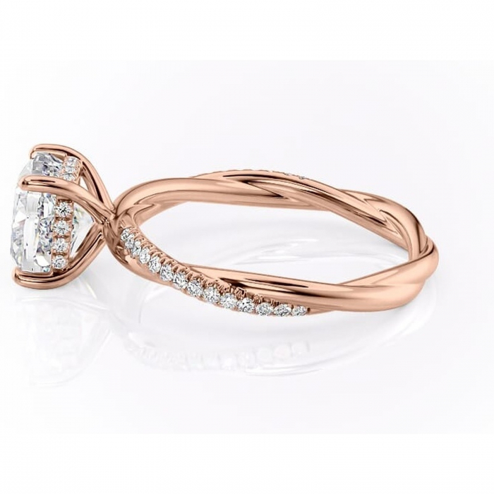 Inel de logodnă Sorrel din aur Rose 18kt cu moissanite tăietură pernă – Montură pavé rafinată pentru profil înalt | Personalizează și configurează gratuit online [6]