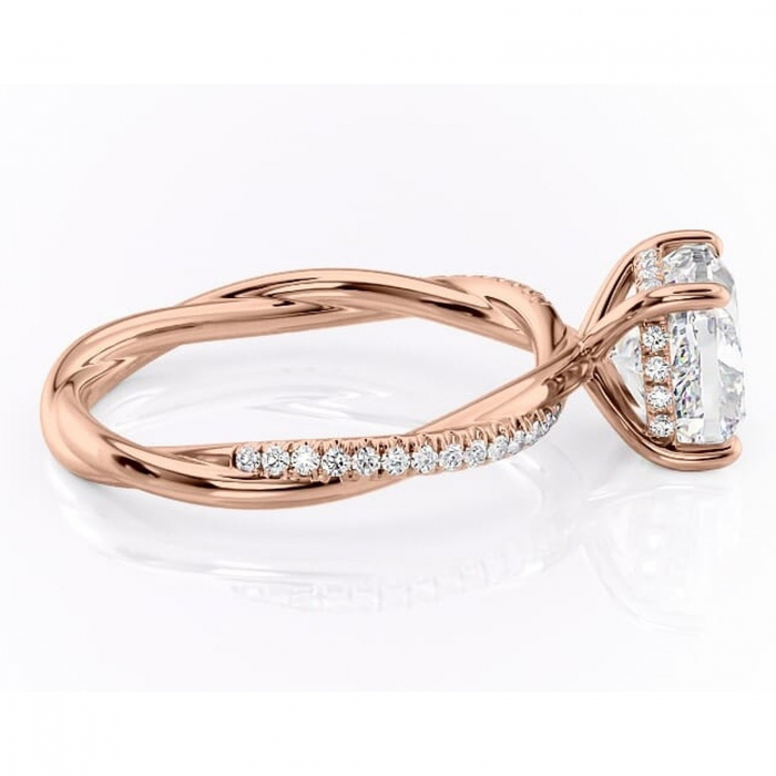 Inel de logodnă Sorrel din aur Rose 18kt cu moissanite tăietură pernă – Montură pavé rafinată pentru profil înalt | Personalizează și configurează gratuit online [2]