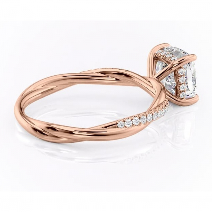 Inel de logodnă Sorrel din aur Rose 18kt cu moissanite tăietură pernă – Montură pavé rafinată pentru profil înalt | Personalizează și configurează gratuit online [3]