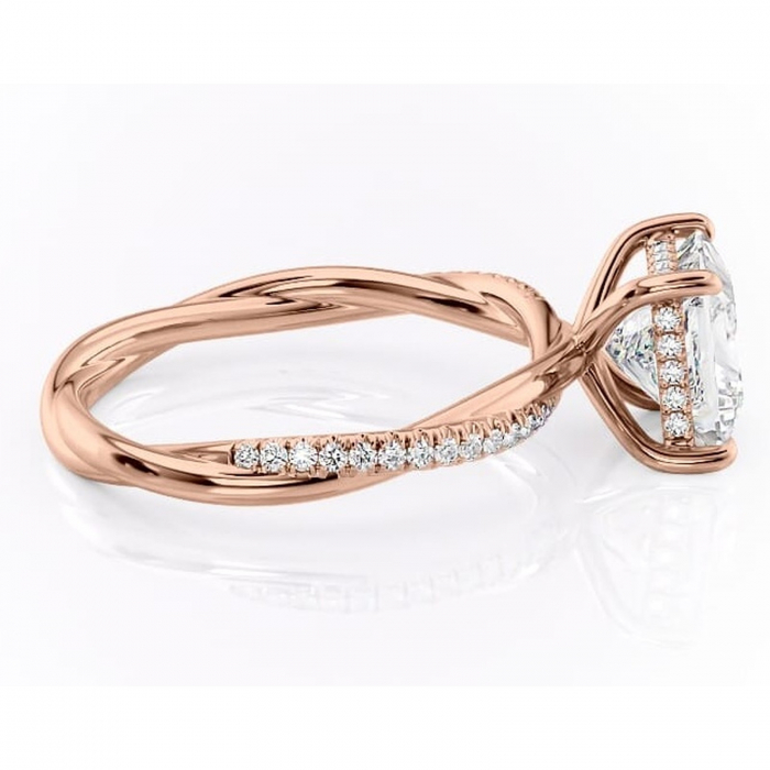 Inel de logodnă Sorrel din aur Rose 14kt cu moissanite tăietură princess – Montură pavé rafinată pentru profil înalt | Personalizează și configurează gratuit online [2]