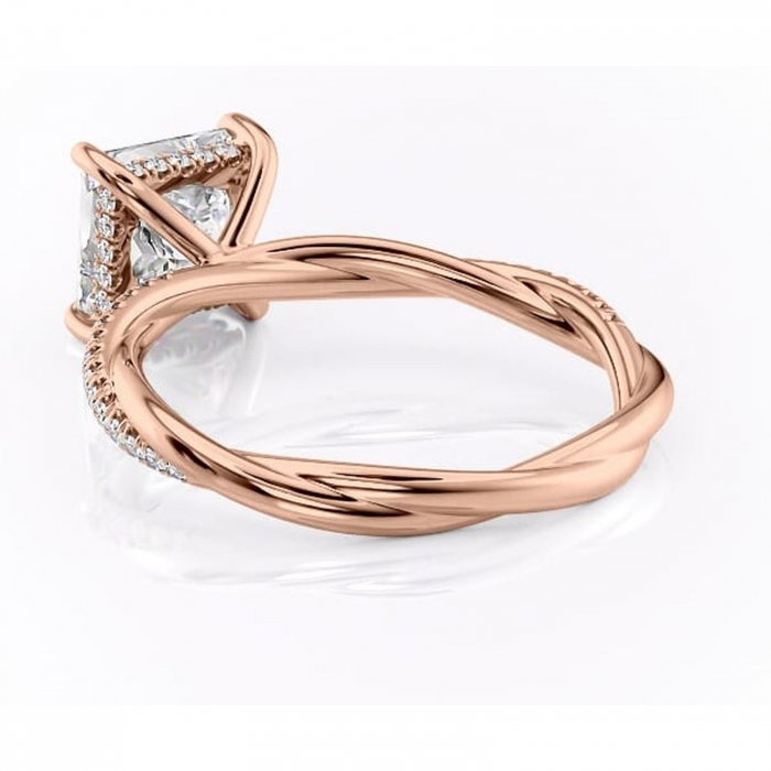 Inel de logodnă Sorrel din aur Rose 14kt cu moissanite tăietură princess – Montură pavé rafinată pentru profil înalt | Personalizează și configurează gratuit online [4]