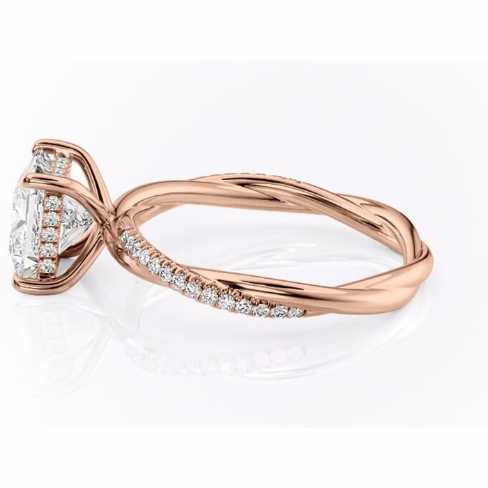 Inel de logodnă Sorrel din aur Rose 14kt cu moissanite tăietură princess – Montură pavé rafinată pentru profil înalt | Personalizează și configurează gratuit online [6]