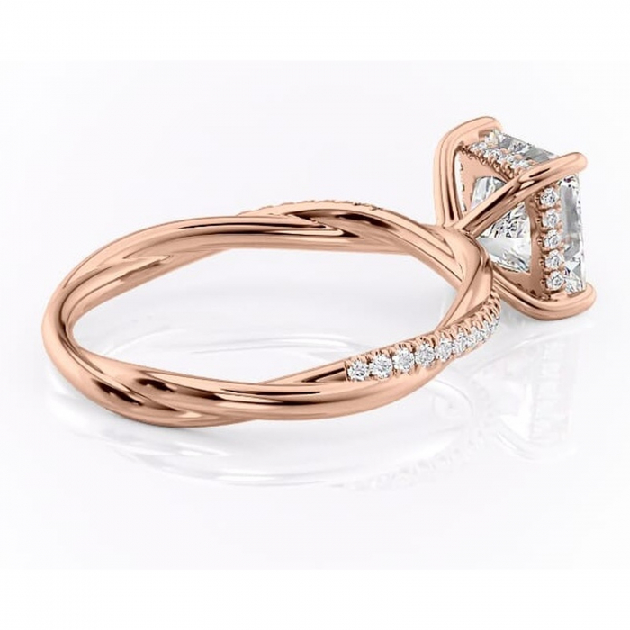 Inel de logodnă Sorrel din aur Rose 14kt cu moissanite tăietură princess – Montură pavé rafinată pentru profil înalt | Personalizează și configurează gratuit online [3]