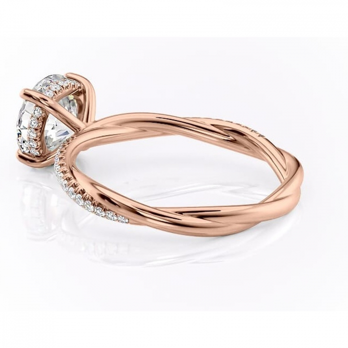 Inel de logodnă Sorrel din aur Rose 14kt cu moissanite tăietură rotundă – Montură pavé rafinată pentru profil înalt | Personalizează și configurează gratuit online [5]