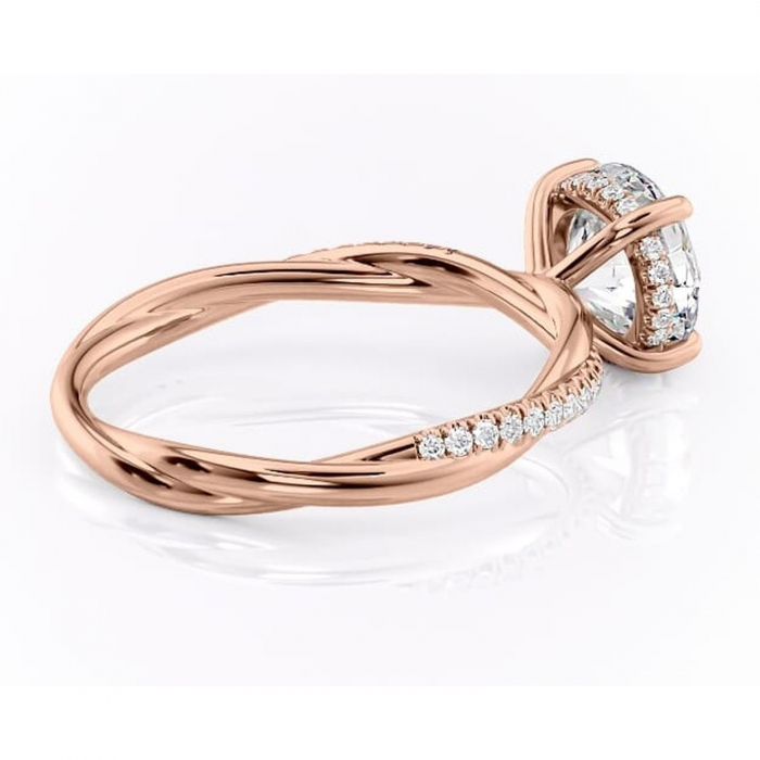 Inel de logodnă Sorrel din aur Rose 14kt cu moissanite tăietură rotundă – Montură pavé rafinată pentru profil înalt | Personalizează și configurează gratuit online [3]