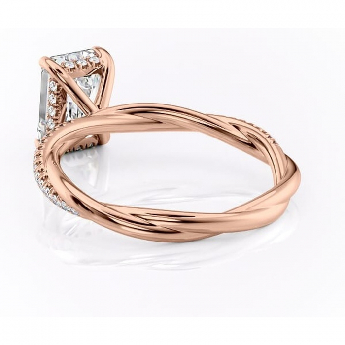 Inel de logodnă Sorrel din aur Rose 14kt cu moissanite tăietură smarald – Montură pavé rafinată pentru profil înalt | Personalizează și configurează gratuit online [4]